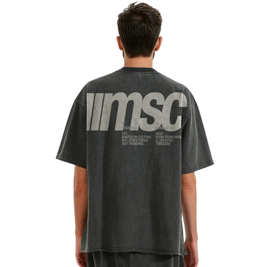 MSC LABEL TEE - Faded Black