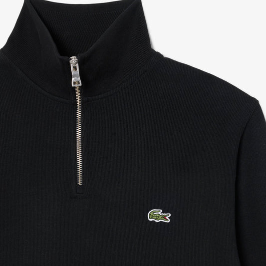 Chandail quart de zip en coton uni - Noir