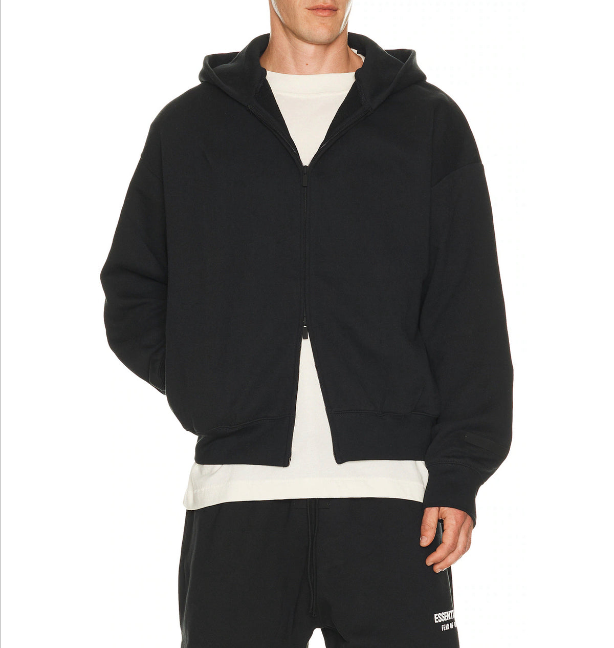 Essentials FOG Classic Full Zip Hoodie Jet Black/White SS25