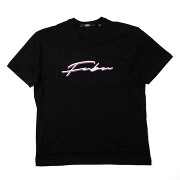 SCRIPT EMBROIDERED TEE IN Black