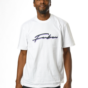 SCRIPT EMBROIDERED TEE IN White