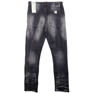 Rip-Off Washed Denim Jeans - Black