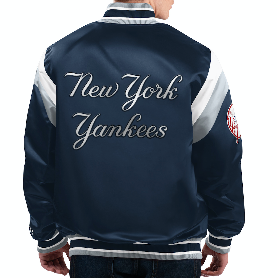 Navy on sale satin jacket