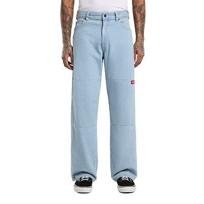 Double knee loose straight jeans - Grey wash tinted
