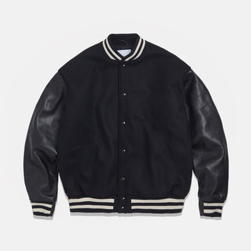Solid Varsity melton wool jacket Black/Black