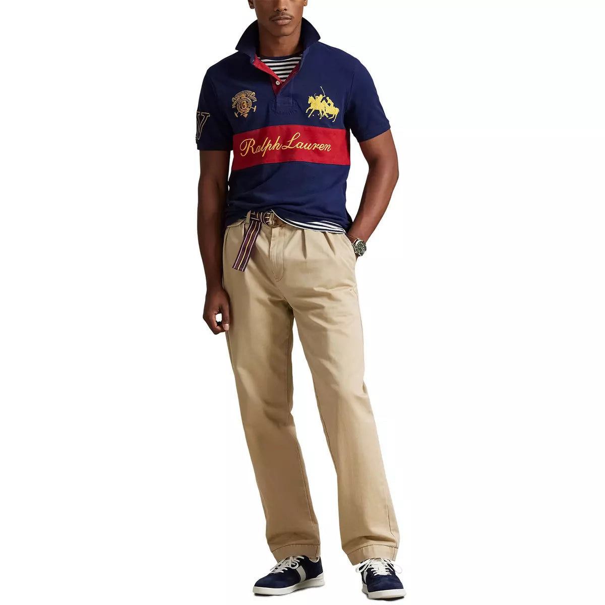 Crest Mesh Polo - Newport Navy Sweet Tomato