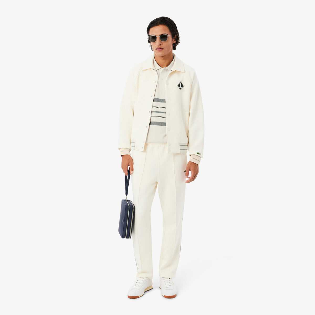 French Made Classic Fit Striped Polo - Cream