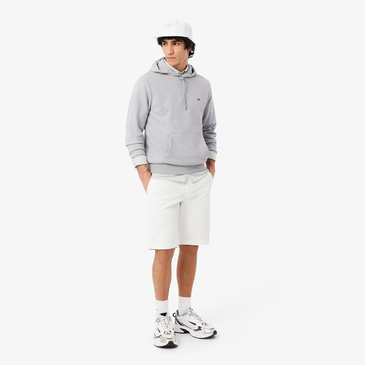 Men's Cotton Fleece Hoodie - Grey Chine