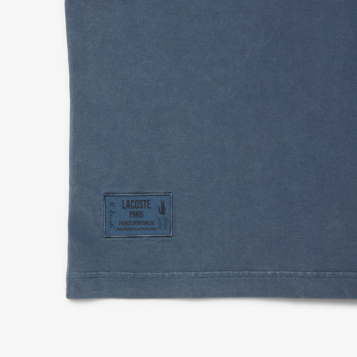 Washed Effect Heavy Jersey T-shirt - Bleu