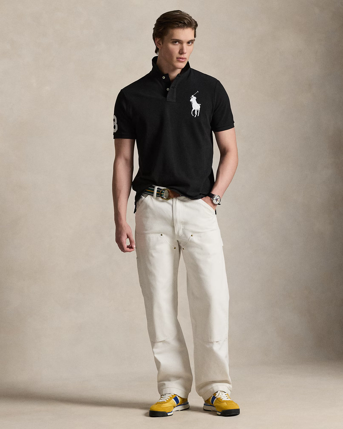 Polo en maille Big Pony - Noir/Blanc