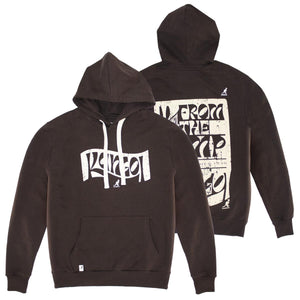 GRAPHIC SCREEN PRINTED RECYCLED FLEECE HOODY BROWN