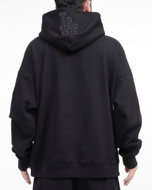 MLB LOS ANGELES DODGERS NEUTRAL DROP SHOULDER MEN'S PO HOODIE - Black