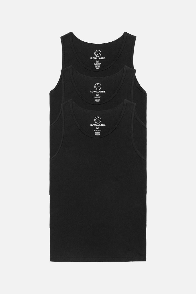3-Pack Rib Tank - Black