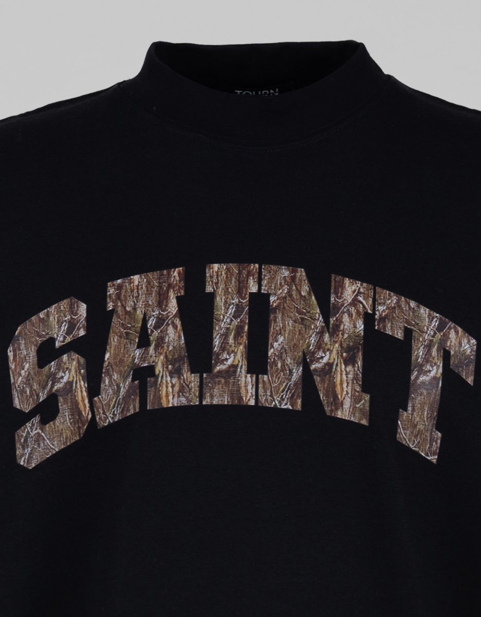 Saint Heavyweight Realtree Camo Print Black Tee