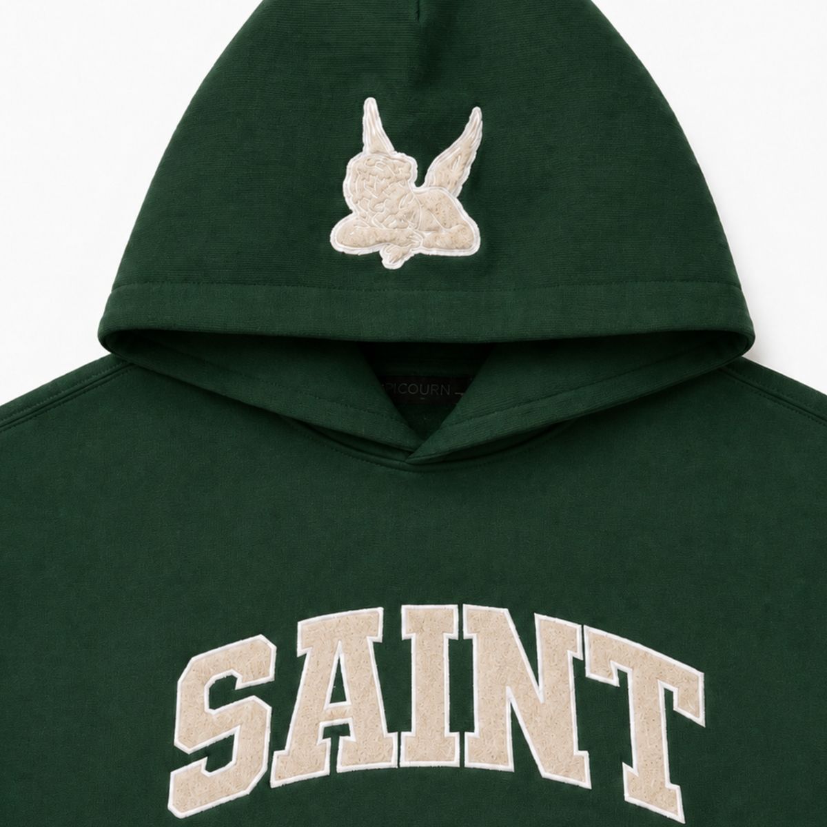 Sweat à capuche Saint Logo - Vert forêt / crème