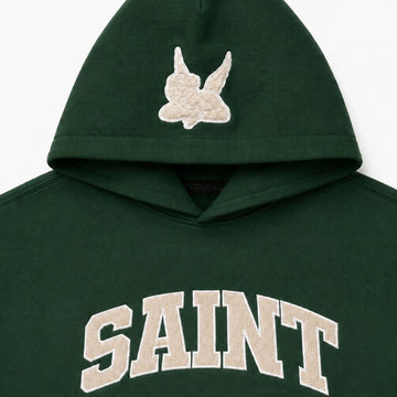 Sweat à capuche Saint Logo - Vert forêt / crème