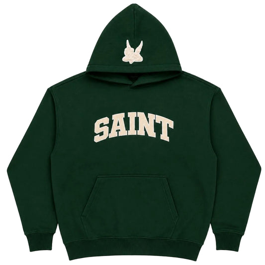 Hoodie- Saint Logo - Forest/CREAM
