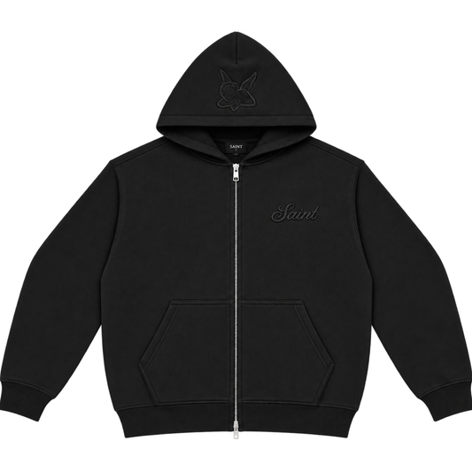 Saint Hoodie Zip Up signature - Black/Black