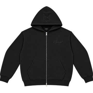 Sweat à capuche Zippé SAINT signature - noir/noir