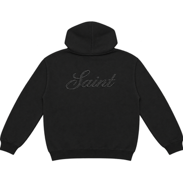Sweat à capuche Zippé SAINT signature - noir/noir