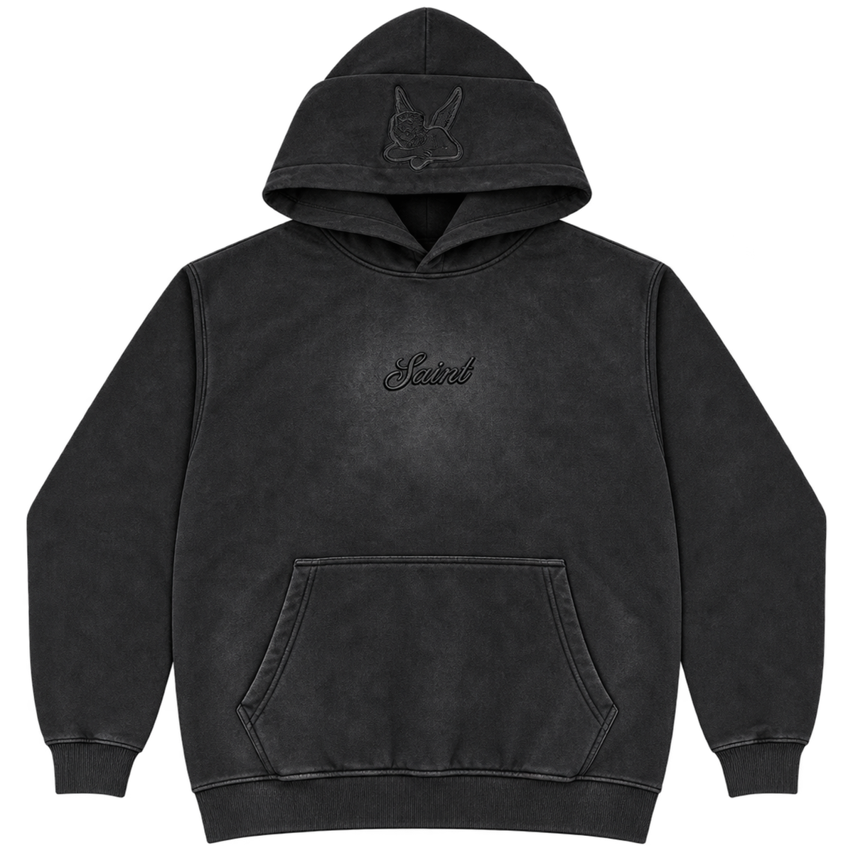 Sweat à capuche Saint Signature - Noir délavé