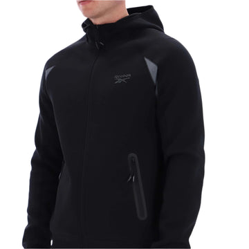 reebok contrast panel zip hoodie - Black