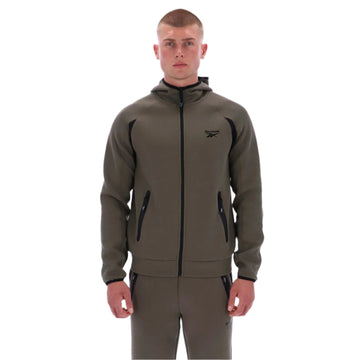 reebok contrast panel zip hoodie - Army green