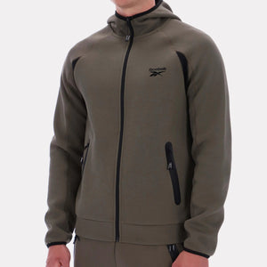 reebok contrast panel zip hoodie - Army green