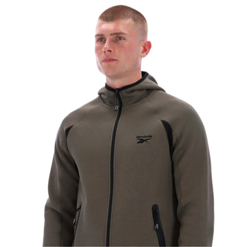 reebok contrast panel zip hoodie - Army green