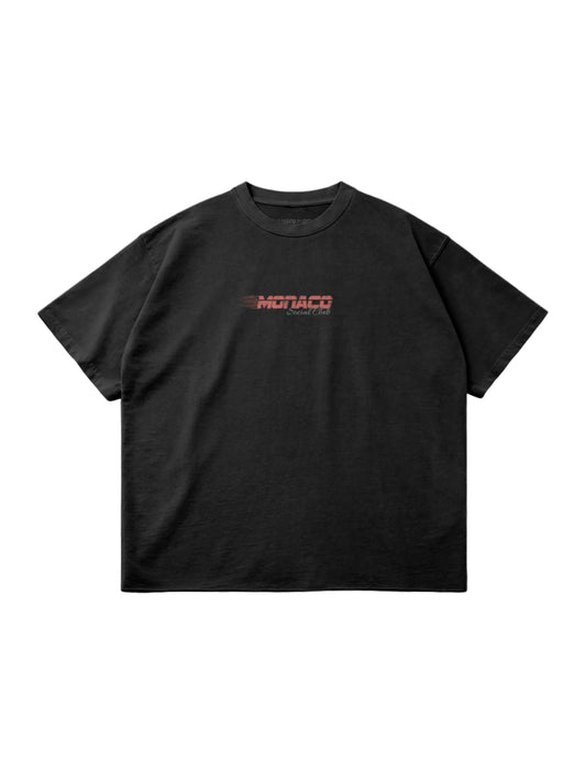 MONACO RED RACING LOGO TEE - Faded Black