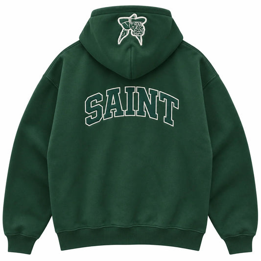 Sweat à capuche Zippé SAINT signature - Vert forêt