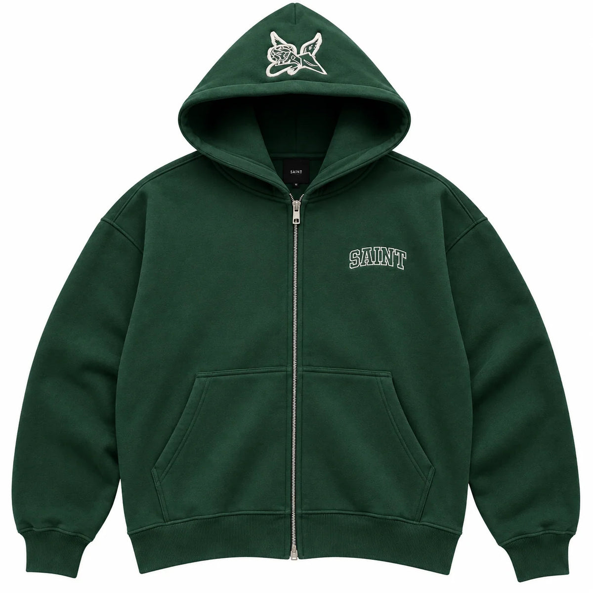 Sweat à capuche Zippé SAINT signature - Vert forêt