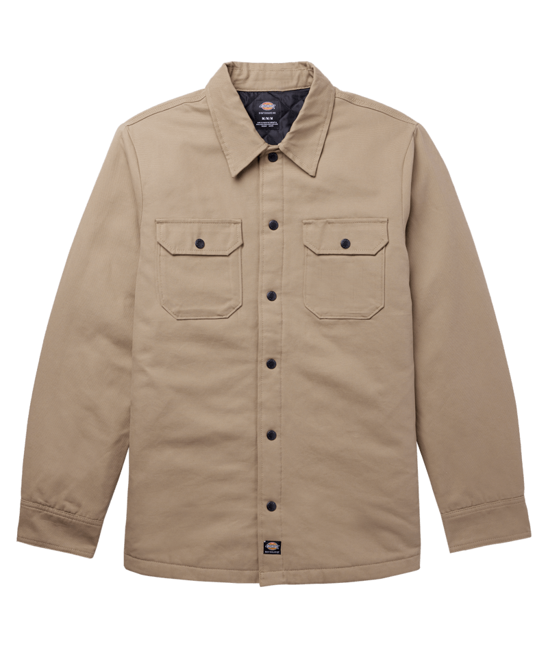 MENS LINED DUCK SNAP SHIRT JACKET - KHAKI