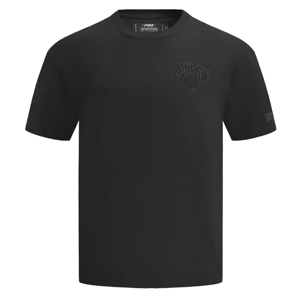 NBA NEW YORK KNICKS NEUTRAL COTTON JERSEY DROP SHOULDER TEE - Black