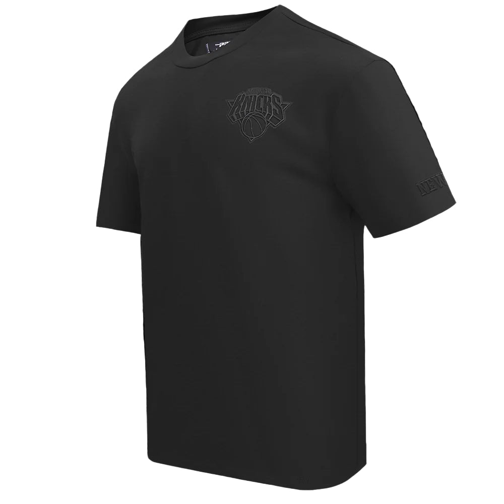 NBA NEW YORK KNICKS NEUTRAL COTTON JERSEY DROP SHOULDER TEE - Black