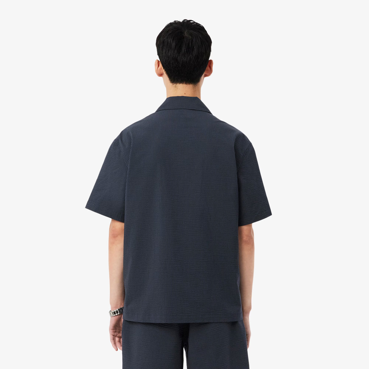 Relaxed Fit Seersucker Shirt - Black/Charcoal