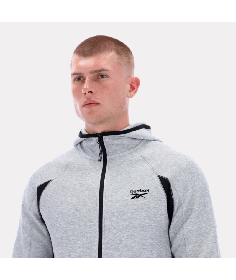reebok contrast panel zip hoodie - Grey
