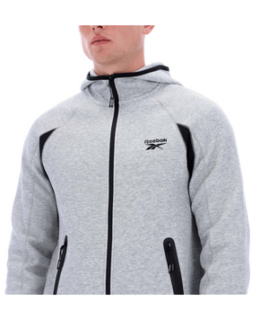 reebok contrast panel zip hoodie - Grey