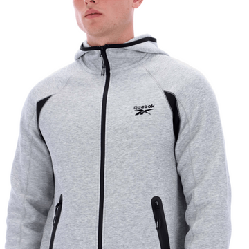 reebok contrast panel zip hoodie - Grey