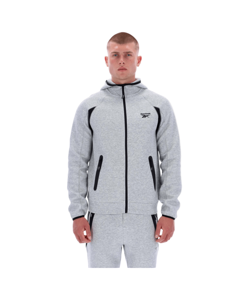 reebok contrast panel zip hoodie - Grey