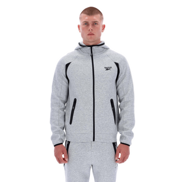 reebok contrast panel zip hoodie - Grey