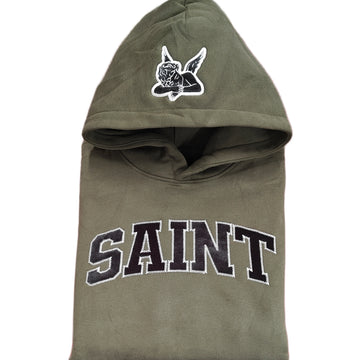 Hoodie-Saint Logo Olive-BLK