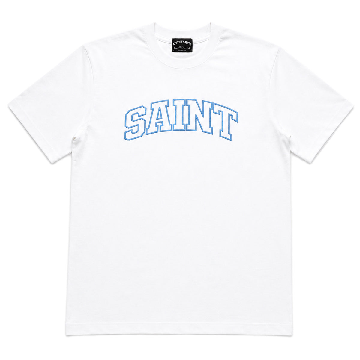 Saint Heavyweight Tee White/BLU OUTLINE