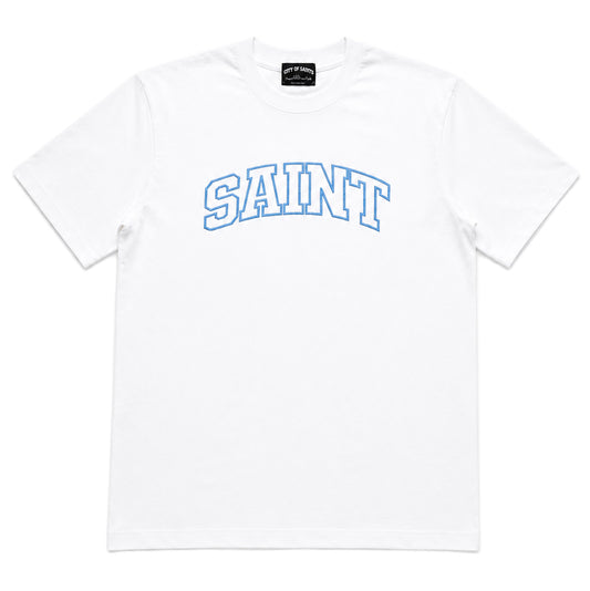 Saint Heavyweight Tee White/BLU OUTLINE