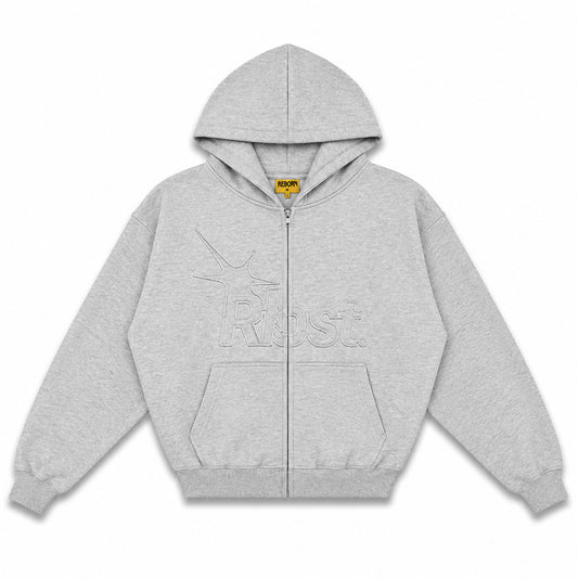 "OUTGROW" ZIP HOODIE - GRIS
