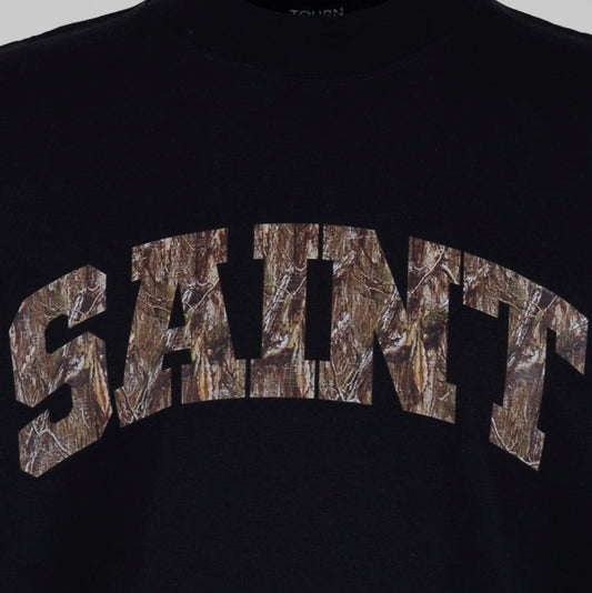 Saint Heavyweight Realtree Camo Print Black Tee