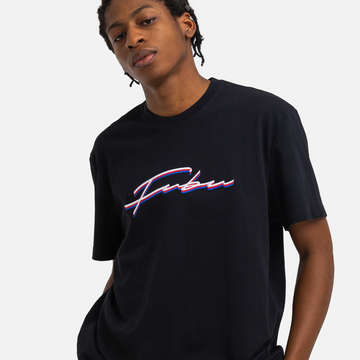 SCRIPT EMBROIDERED TEE IN Black