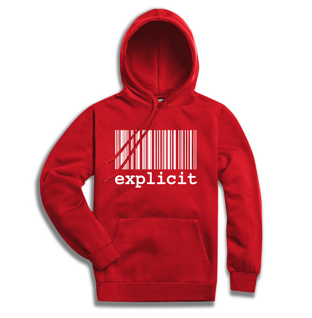 Hoodie explicit BARCODE Red - white print