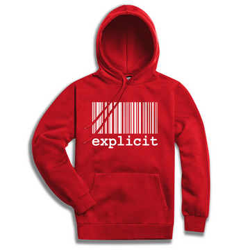 Hoodie explicit BARCODE Red - white print