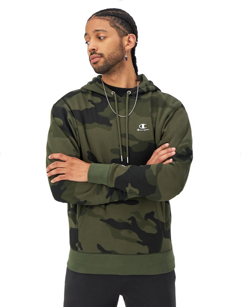 Camouflage Hoodie, Patch Logo CAMO GREEN